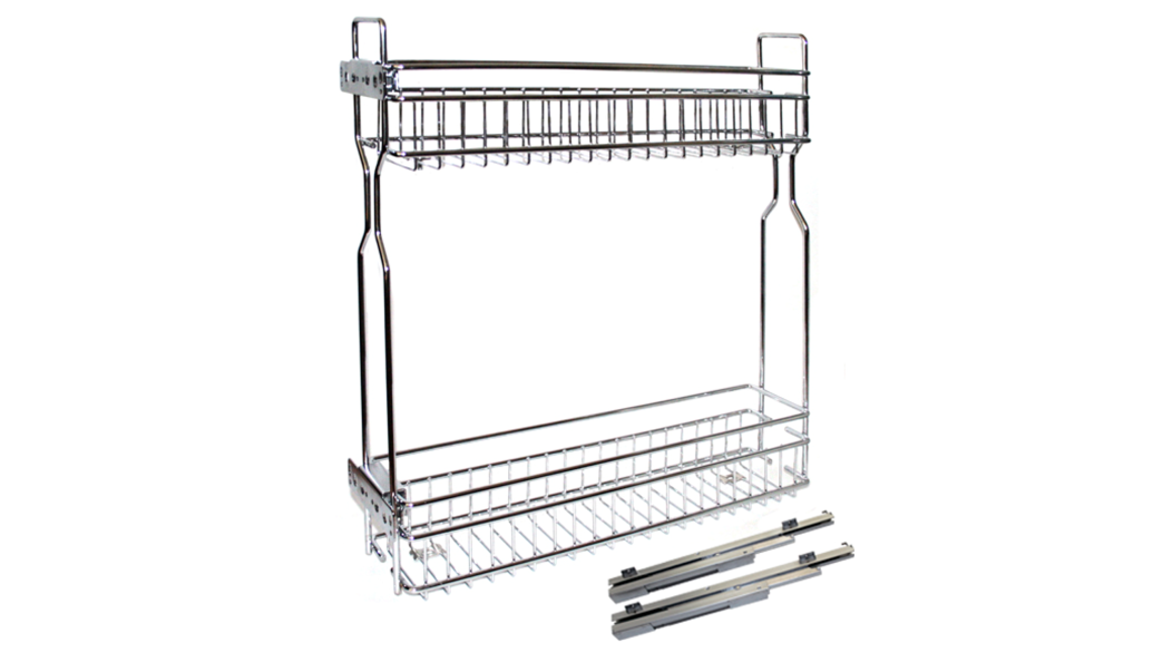 Бутылочница д/ниж базы с довод, скрыт монт, 3D, 200мм, крепление лев, хром, MF