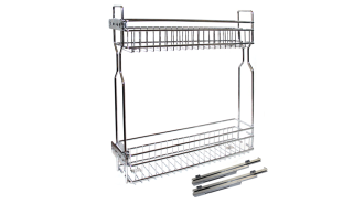  - Бутылочница д/ниж базы с довод, скрыт монт, 3D, 200мм, крепление лев, хром, MF