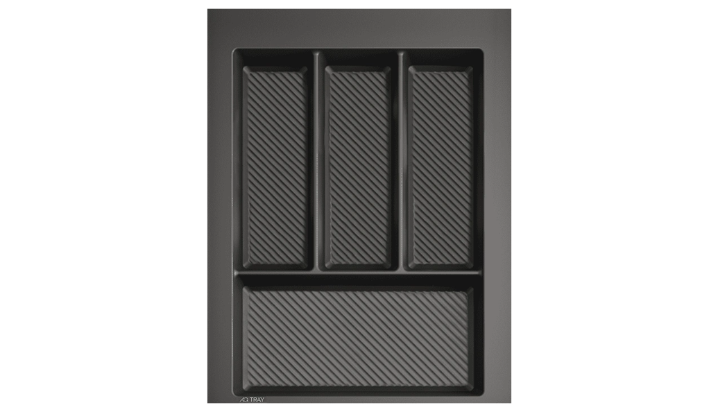 Лоток д/ стол. приборов в базу на 400 мм 4 отд, 350x490x50 мм графит, 20шт/кор, TRAY AQ