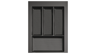  - Лоток д/ стол. приборов в базу на 400 мм 4 отд, 350x490x50 мм графит, 20шт/кор, TRAY AQ