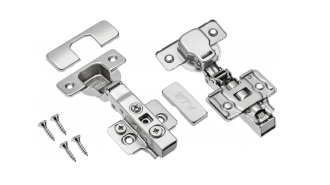  - Петля с доводчиком накладная, 102гр, рег.эксц., планка, 3D, шуруп, H=0, ClipOn, PRESTIGE GTV