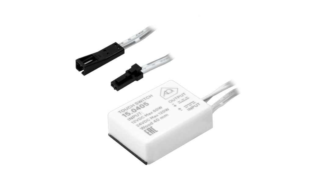 Выключатель накладной, сенсорный с диммером, под столешницу, 12/24V 60/120W IP20 белый AQ
