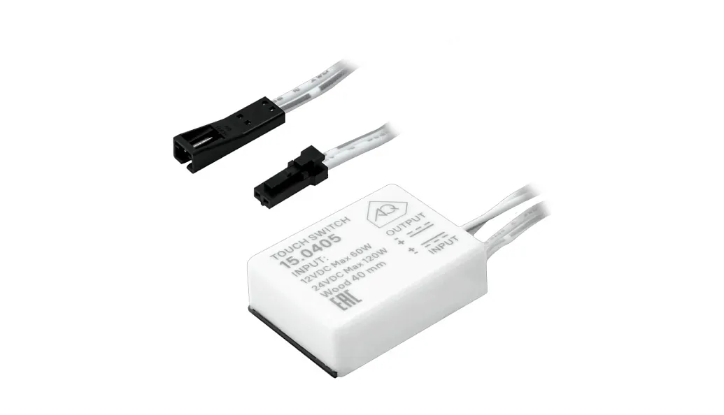 Выключатель накладной, сенсорный с диммером, под столешницу, 12/24V 60/120W IP20 белый AQ
