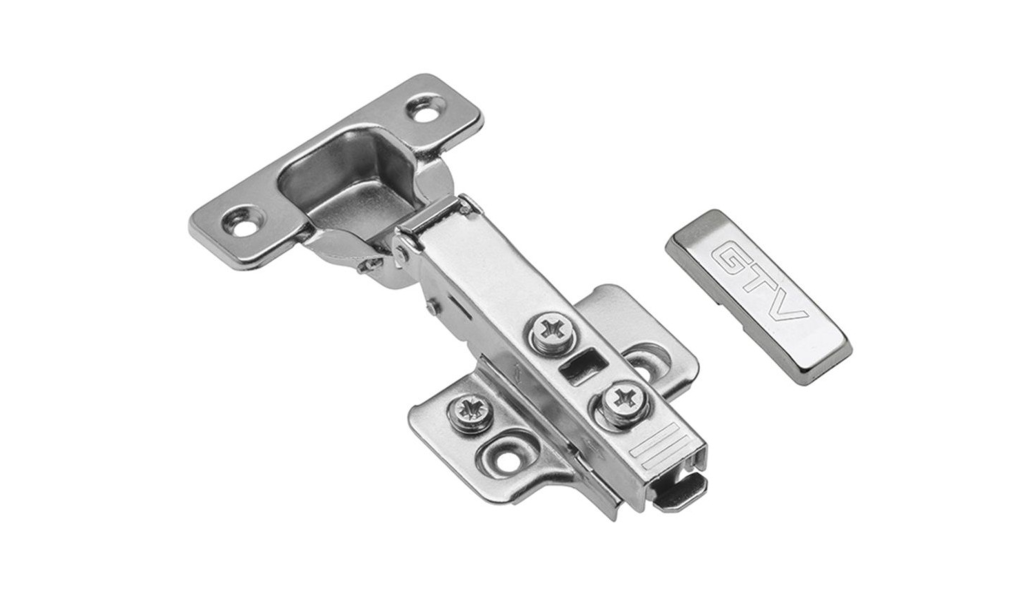 Петля с доводчиком наклад, 103гр, рег.эксц., планка, 3D, шуруп, H=0, Clip On, никель, SOLID GTV