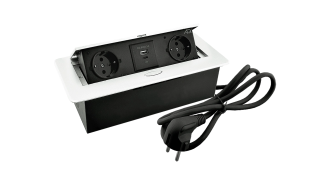  - Блок розеток приямоугольный поворотный, 2 розетки, 1 USB-A, 1 Type-C, белый IP20 PLUG-X AQ