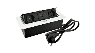  - Блок розеток приямоугольный поворотный, 2 розетки, 1 USB-A, 1 Type-C, белый IP20 PLUG-X AQ