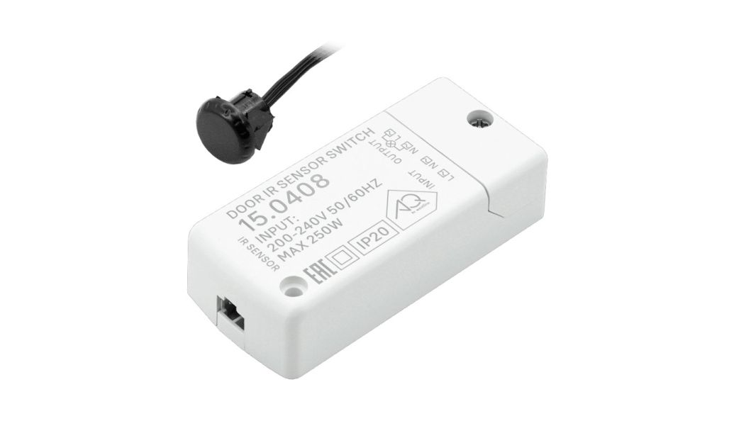 Выключатель врезной/накладной, IR-датчик, на преграду, 220V 250W IP20 чёрный AQ