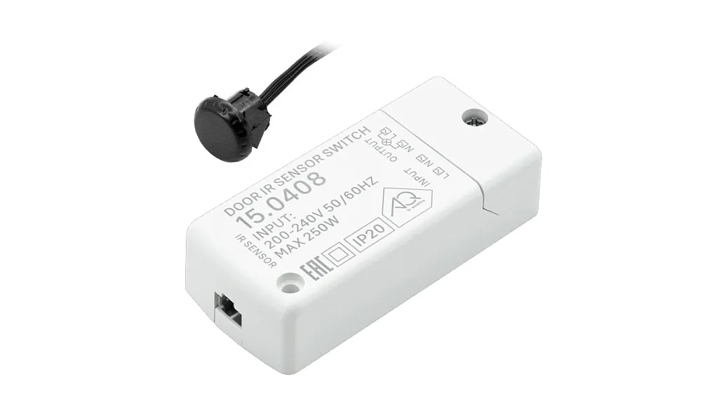 Выключатель врезной/накладной, IR-датчик, на преграду, 220V 250W IP20 чёрный AQ